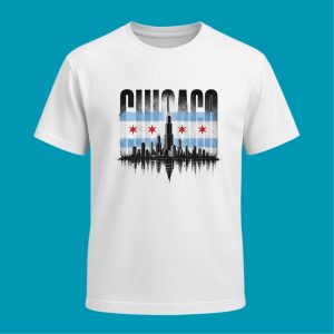 7 Chicago Skyline Flag T-Shirt | Chicago Souvenir Shirt