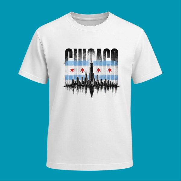 7 Chicago Skyline Flag T-Shirt | Chicago Souvenir Shirt
